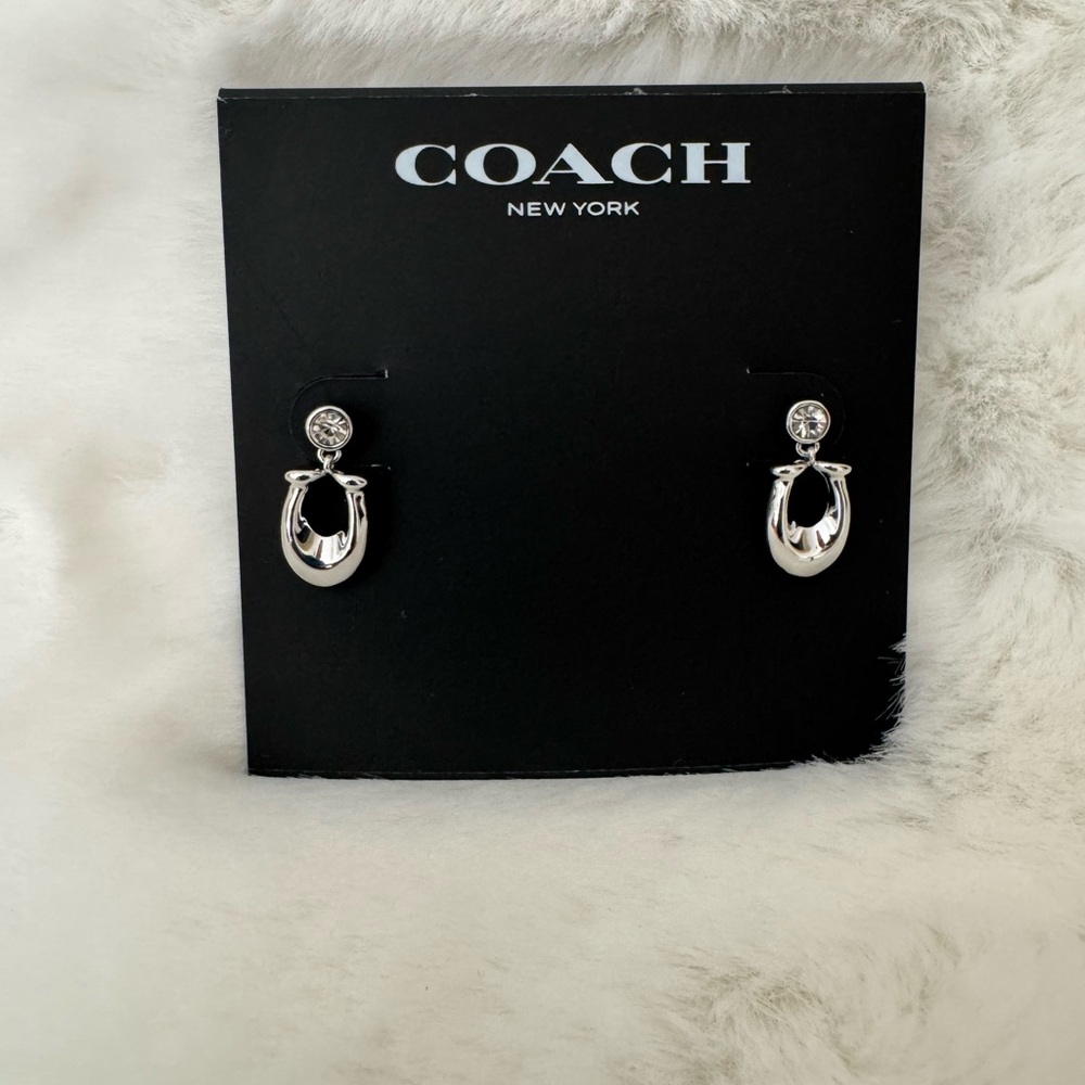 Coach Silver Crystal Drop Earrings Pair #1